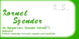 kornel szender business card